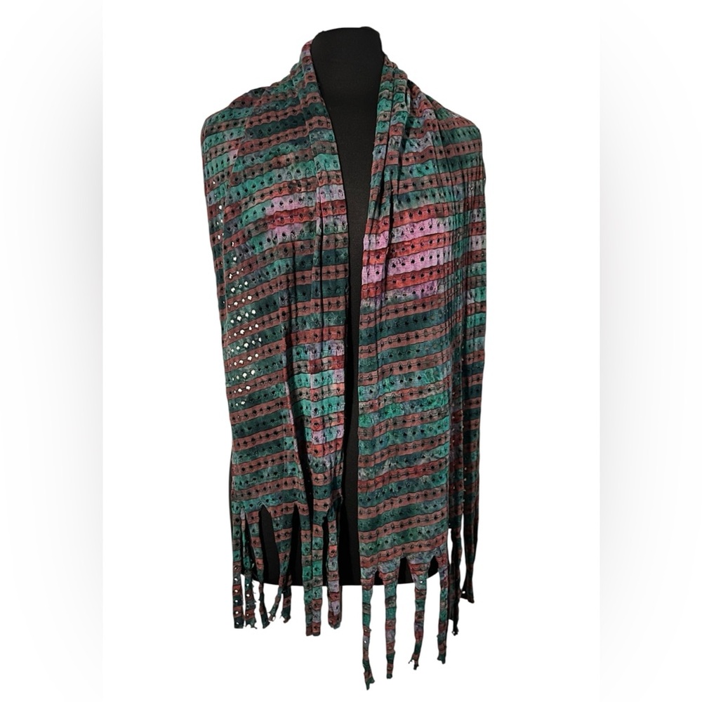 3/$20 💜 Striped Tie-Dye Multicolor Fringe Cotton Boho Retro Grunge Scarf